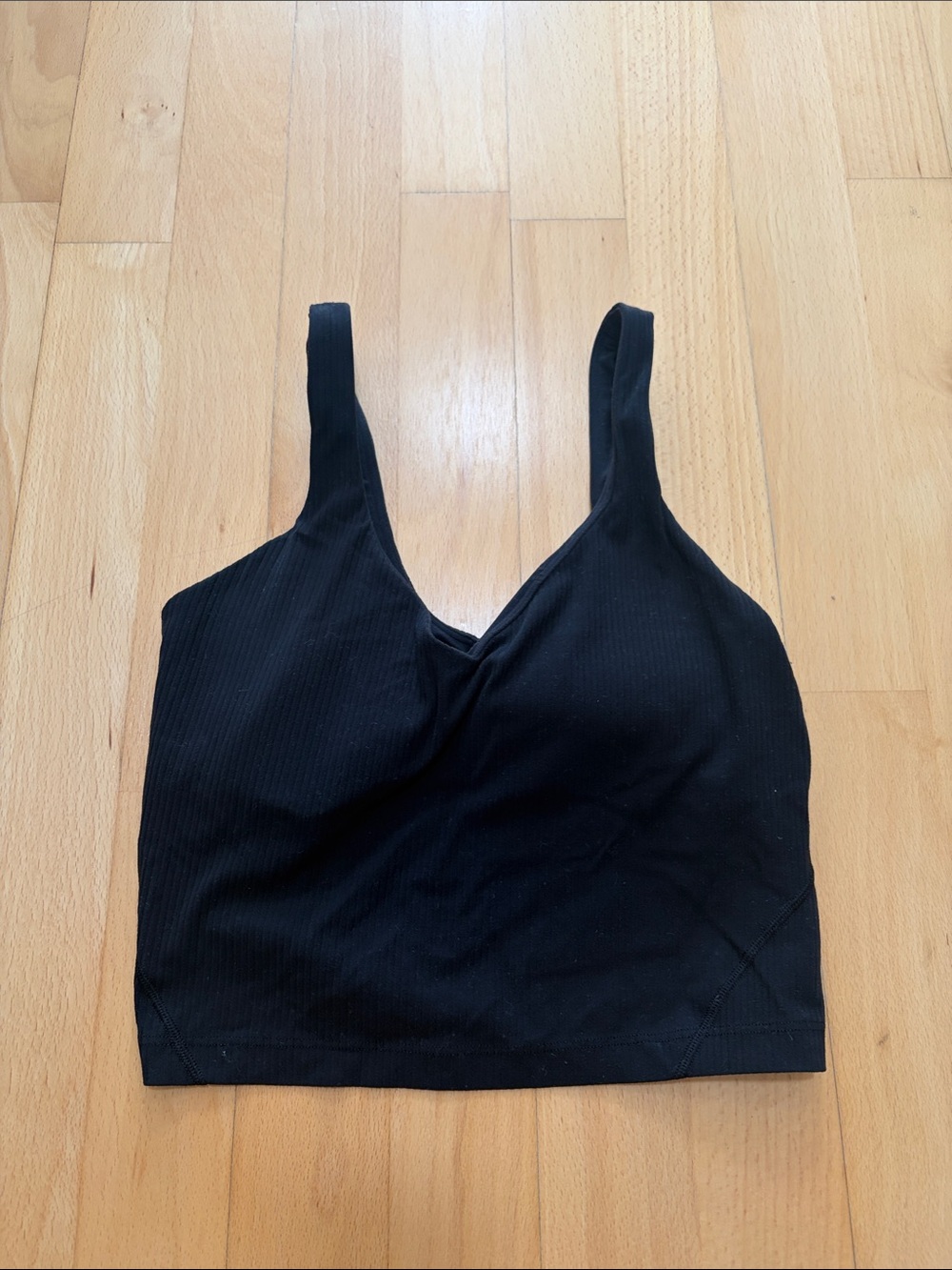 Lululemon Black Ribbed V-Neck Crop Tank Top